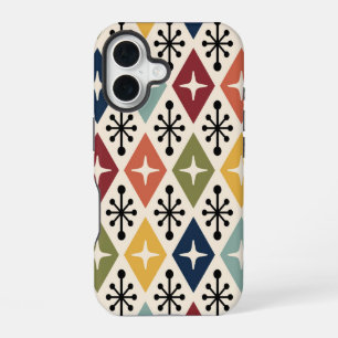 Mid Century Modern Retro Starburst Pattern iPhone 16 Case