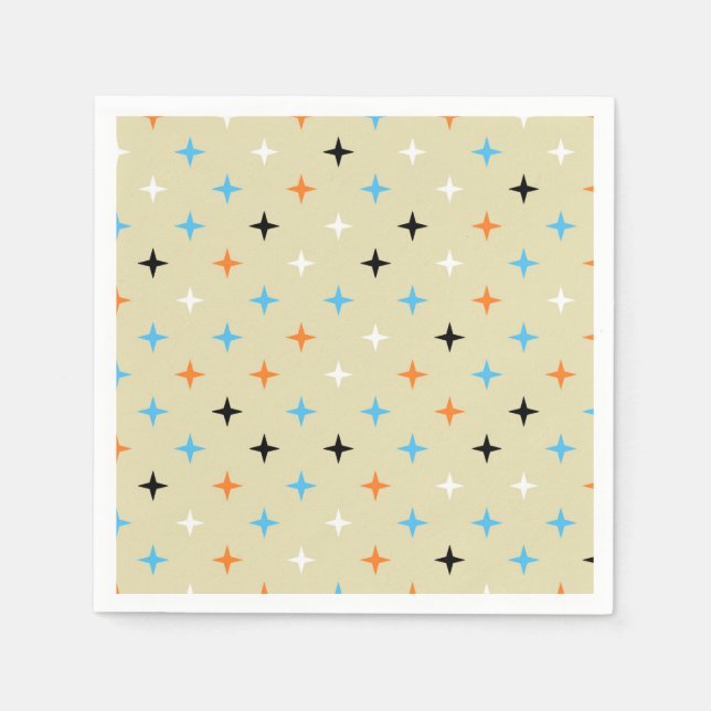 Mid Century Modern Retro Starburst Pattern Napkin (Front)