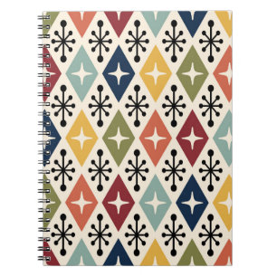 Mid Century Modern Retro Starburst Pattern Notebook