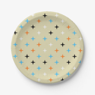 Mid Century Modern Retro Starburst Pattern Paper Plate