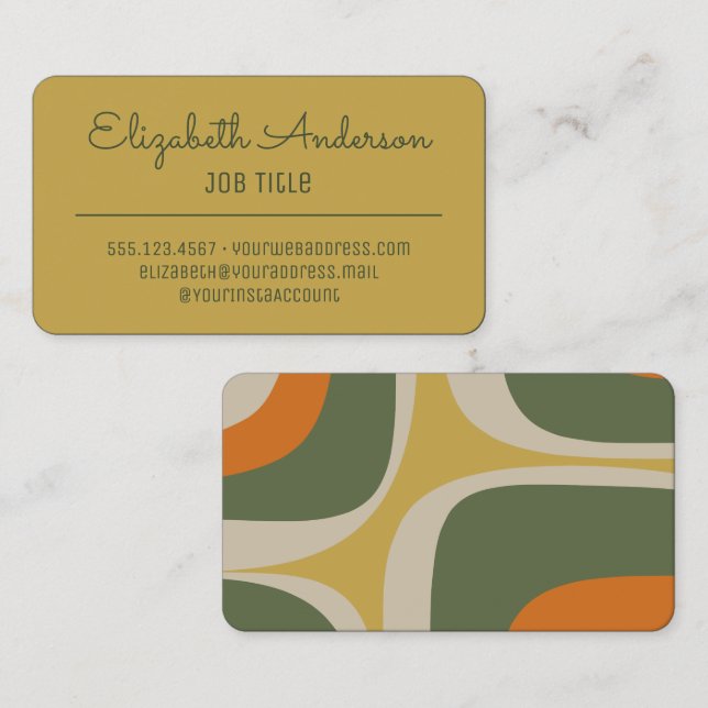 Mid Century Modern Retro Vintage Aesthetic Business Card (Front/Back)