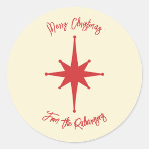 Mid-century Modern Retro Xmas Star Personalized Classic Round Sticker