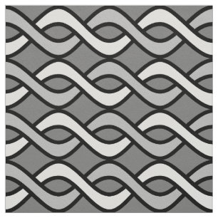 Mid-Century Modern Ribbons, grey, black and white Fabric