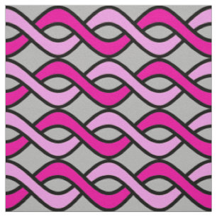 Mid-Century Modern Ribbons, pink and grey / grey Fabric