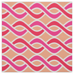 Mid-Century Modern Ribbons, shades of coral Fabric
