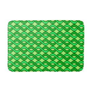 Mid-Century Modern Ribbons, shades of green Bath Mat