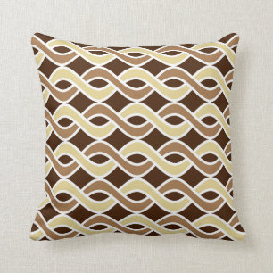 Mid-Century Modern Ribbons, taupe and brown Throw Pillow
