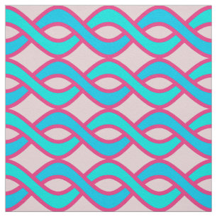Mid-Century Modern Ribbons, turquoise and pink Fabric