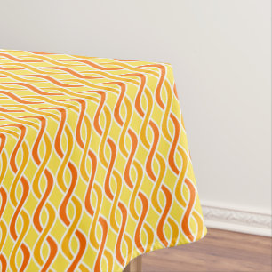 Mid-Century Modern Ribbons, yellow and orange Tablecloth