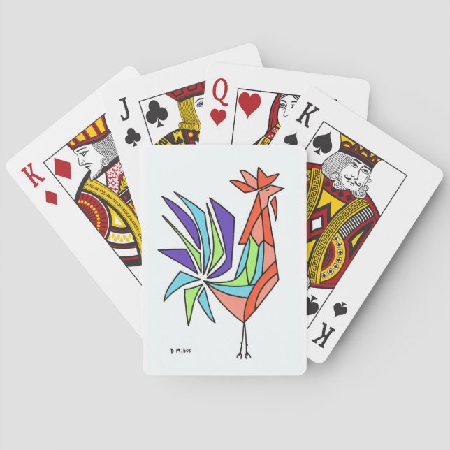 Mid Century Modern Rooster 2 Playing Cards (Back)