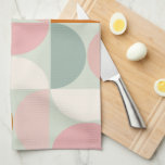 Mid Century Modern Sage Green Blush Orange Pattern Kitchen Towel<br><div class="desc">Retro mid century modern pattern – abstract geometric shapes – minimalist pattern sage green,  blush pink,  Orange and cream white.</div>
