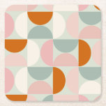 Mid Century Modern Sage Green Blush Orange Pattern Square Paper Coaster<br><div class="desc">Retro mid century modern pattern – abstract geometric shapes – minimalist pattern sage green,  blush pink,  Orange and cream white.</div>