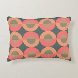 Mid-Century Modern Salmon and Olive       Accent Pillow