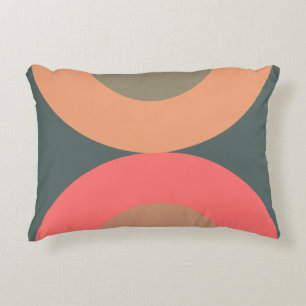 Mid-Century Modern Salmon and Olive   Accent Pillow