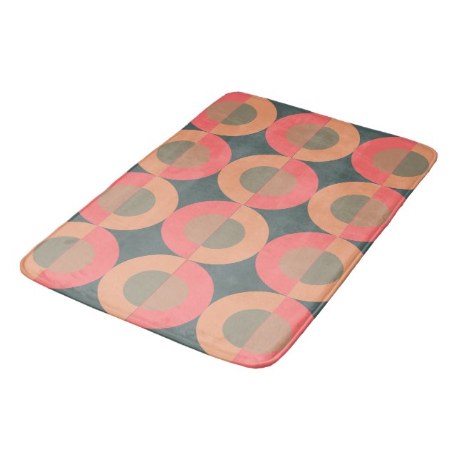 Mid-Century Modern Salmon and Olive      Bath Mat (Angled)