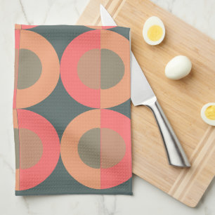 Mid-Century Modern Salmon and Olive Kitchen Towel