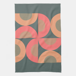 Mid-Century Modern Salmon and Olive Kitchen Towel