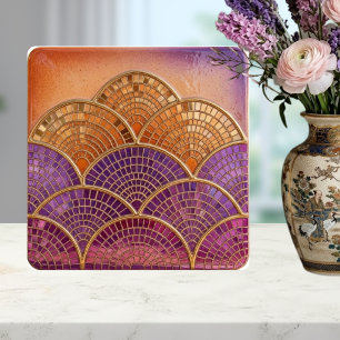 Mid-Century Modern Scalloped Fan purple orange  Tile
