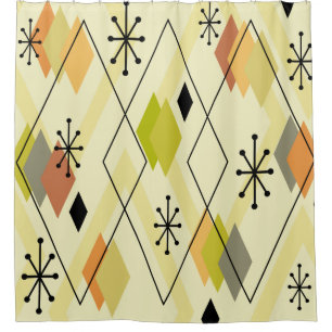 Mid Century Modern Scattered Diamonds Chartreuse