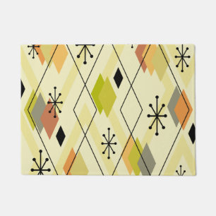 Mid Century Modern Scattered Diamonds Chartreuse Doormat