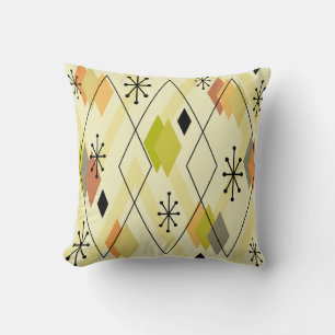Mid Century Modern Scattered Diamonds Chartreuse Throw Pillow