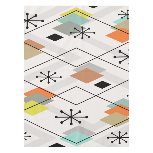 Mid Century Modern Scattered Diamonds Tablecloth (Front)