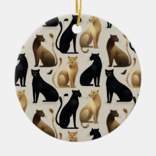 Mid-Century Modern Seamless Panther Pattern Ceramic Ornament