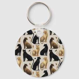 Mid-Century Modern Seamless Panther Pattern Keychain