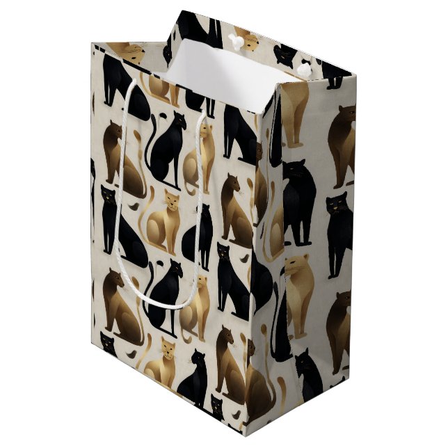 Mid-Century Modern Seamless Panther Pattern Medium Gift Bag (Front Angled)