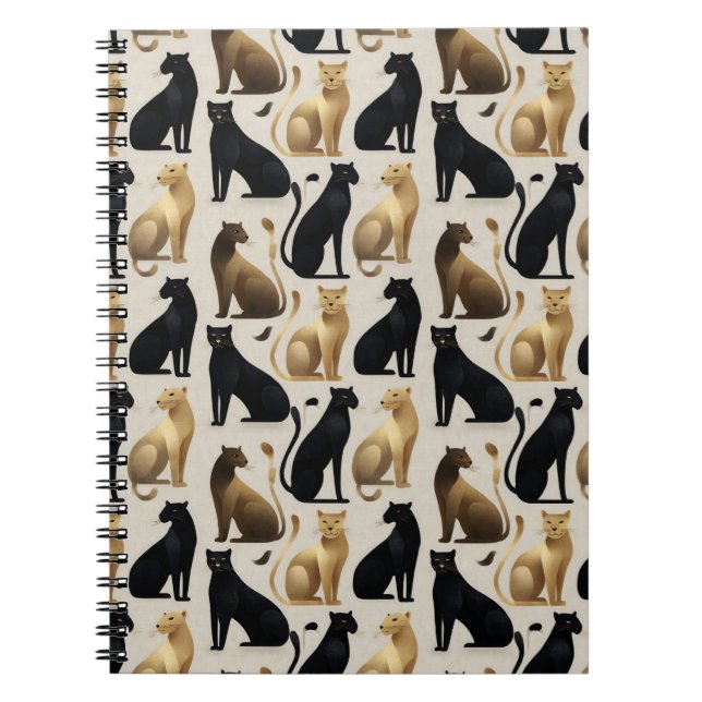 Mid-Century Modern Seamless Panther Pattern Notebook (Front)