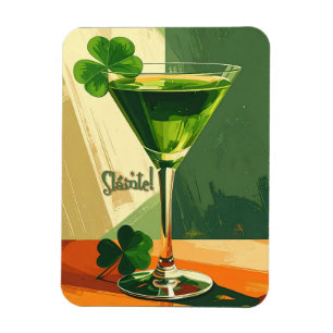 Mid Century Modern Shamrock Martini Sláinte!  Magnet