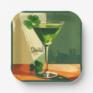 Mid Century Modern Shamrock Martini Sláinte!  Paper Plate