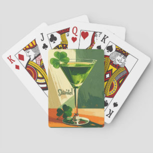 Mid Century Modern Shamrock Martini Sláinte! Playing Cards