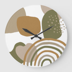 Mid Century Modern Shapes Boho Rainbow MCM  Large Clock