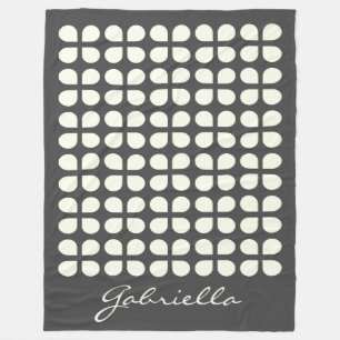 Mid Century Modern Shapes in Black Personalized Fleece Blanket