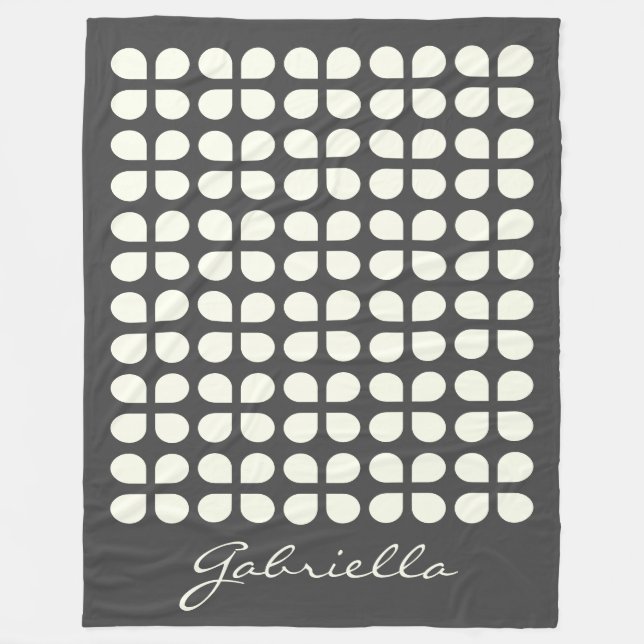 Mid Century Modern Shapes in Black Personalized    Fleece Blanket (Front)