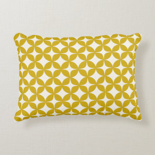 Mid Century Modern Shapes in Mustard Yellow Accent Pillow