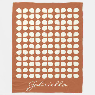 Mid Century Modern Shapes in Rust Personalized  Fleece Blanket