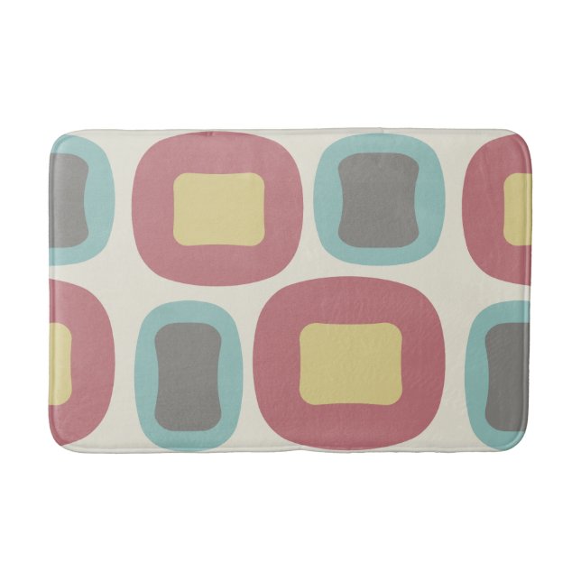 Mid Century Modern Shapes Multicolored Bath Mat (Front)