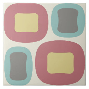 Mid Century Modern Shapes Multicolored Tile