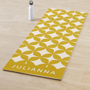 Mid Century Modern Shapes Yellow Personalized Yoga Mat