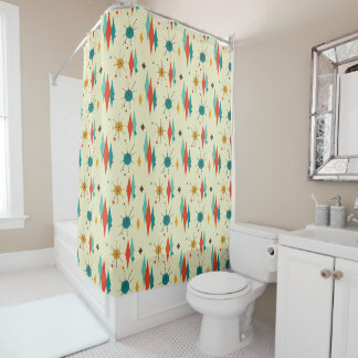 Mid-Century Modern Shower Curtain, Diamond Pattern