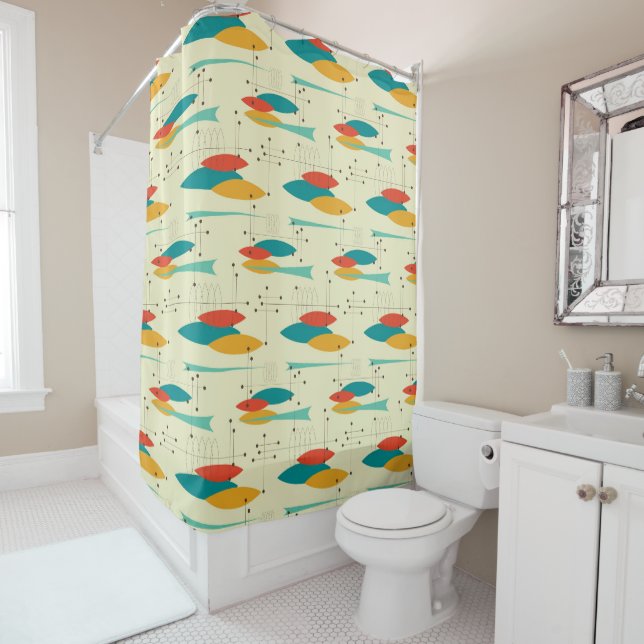 Mid-Century Modern Shower Curtain, Les Pattern (In Situ)