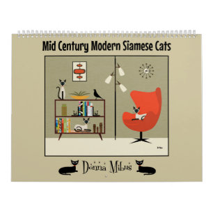 Mid Century Modern Siamese Cats Calendar