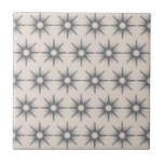Mid-Century Modern Silver Starburst Pattern Cerami Tile<br><div class="desc">Mid-century modern inspired design featuring vintage pattern of retro silver starbursts. Simple, clean modern design. One design of a coordinating collection. Create your own custom pattern by uploading a new image, or use the "message" button to contact the designer for help. To create your own patterned design: 1. Select personalize...</div>