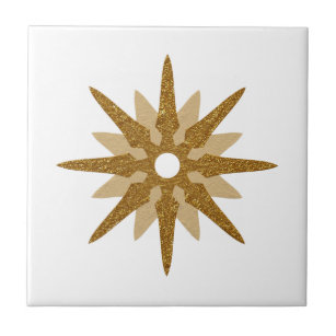 Mid-Century Modern Single Gold Star Design Ceramic Tile