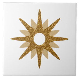 Mid-Century Modern Single Gold Starburst   Large Tile