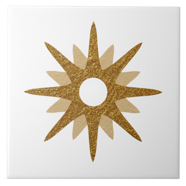 Mid-Century Modern Single Gold Starburst | Large Tile (Front)