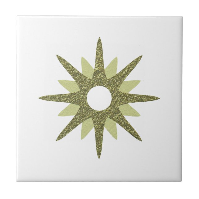 Mid-Century Modern Single Green Starburst Tile (Front)