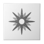 Mid-Century Modern Single Silver Starburst Ceramic Tile<br><div class="desc">Mid-century modern inspired design featuring a single vintage retro silver starburst on a white background. Simple, clean modern design. Create your own custom tile by uploading a new image, or use the "message" button to contact the designer for help. To create your own design: 1. Select personalize this template. 2....</div>
